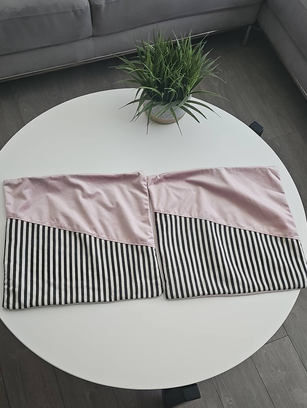 Pink and Black Striped Pillow Covers - Set of 2